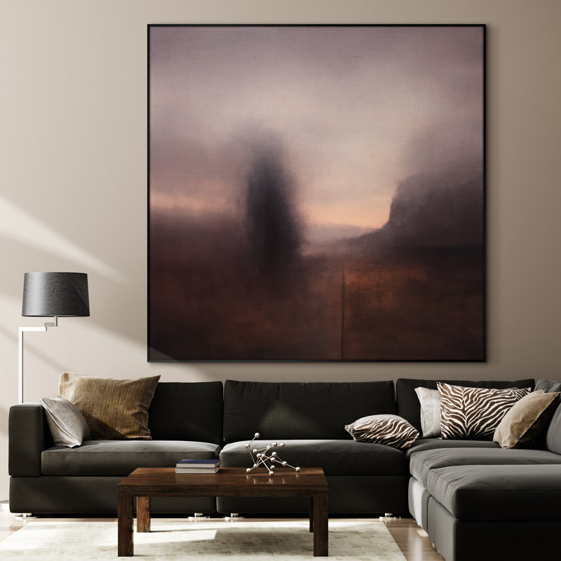 Très grand art mural imprimé sur tissu - Paysage abstrait neutre moderne pour la décoration d'œuvres d'art pour le salon ou la chambre à coucher - «Assemblage requis du cadre (cadre non fini)»