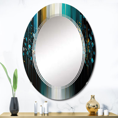 Phynix - Abstrait géométrique noir et vert II - miroir mural géométrique moderne