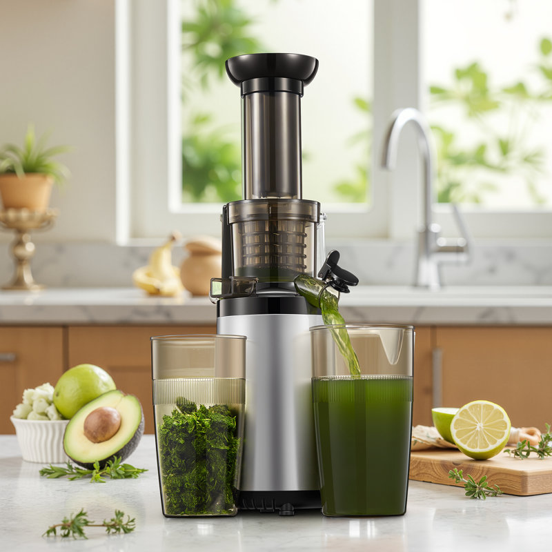 Compact Masticating Slow Juicer - Cold Press Technology for Maximum Nutrients, Easy to Clean & Assemble (Silver), Silver