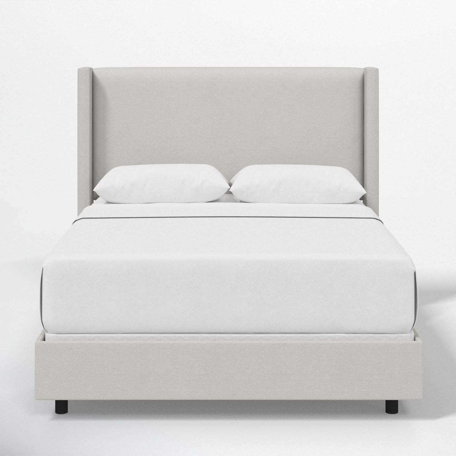Hanson Upholstered Wingback Bed, Twin, Bella Light Gray Performance Velvet