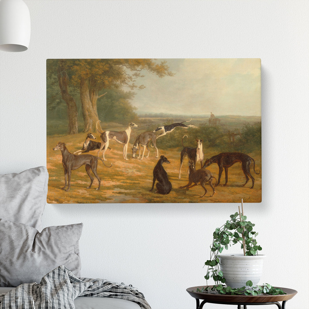Nine Greyhounds Vol.1 by Jacques-Laurent Agasse - Wrapped Canvas
