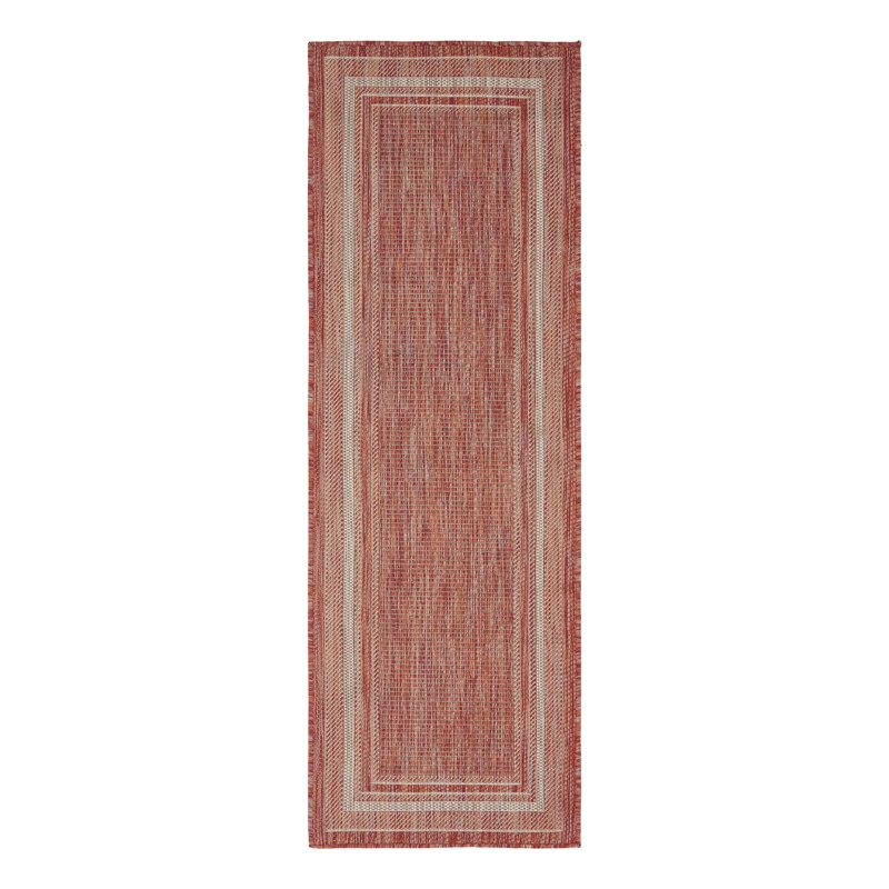 Tapis intérieur / extérieur Sevinc, Rouge, Tapis de couloir 2 pi x 6 pi 1 po