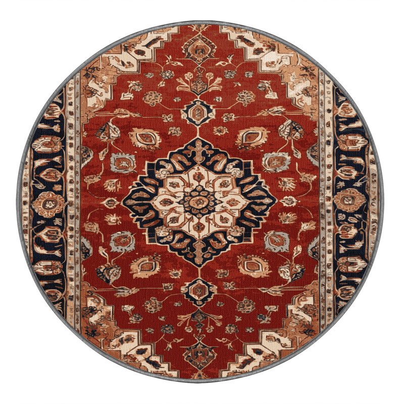 Tapis brun lavable à la machine, Rond 5 pi
