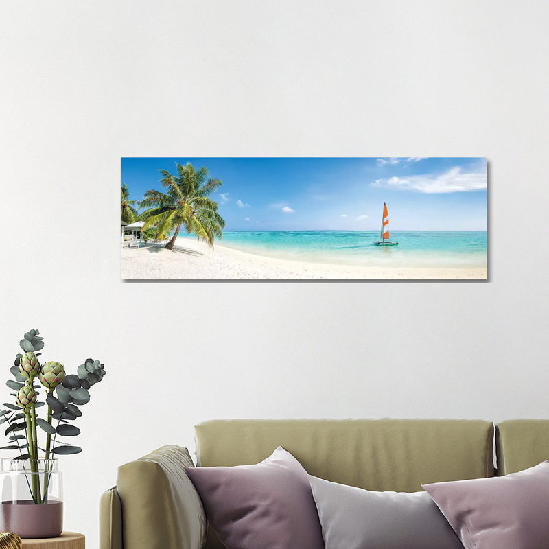 Beach Panorama On The Maldives by Jan Becke - Wrapped Canvas Panoramic Print, 121.92 cm H x 40.64 cm W x 1.91 cm D