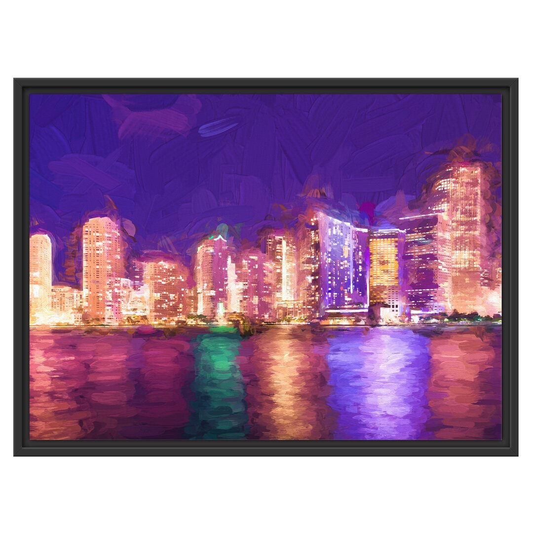 Gerahmtes Wandbild Skyline von Miami Florida