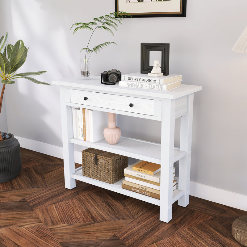 Console rétro avec rangement 36 po, Blanc