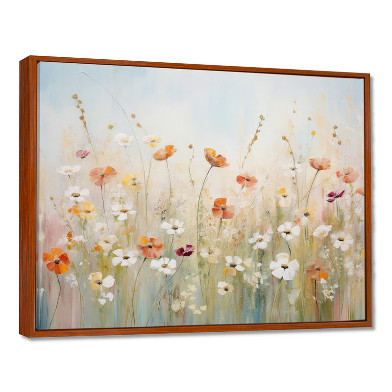Art contemporain sur toile Meadow, H 30 po x l 40 po x P 1,5 po, Cadre flottant brun