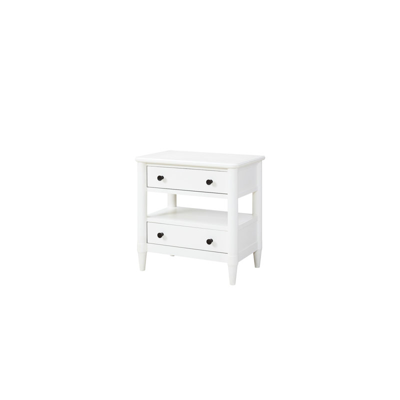 Table de chevet ouverte blanche 2 - Compartiment doublé de feutre et de bois massif inclus