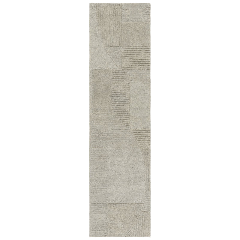 Tapis d'intérieur à motif géométrique touffeté à la main 401 po Frespech, Tapis de couloir 2 pi 3 po x 9 pi