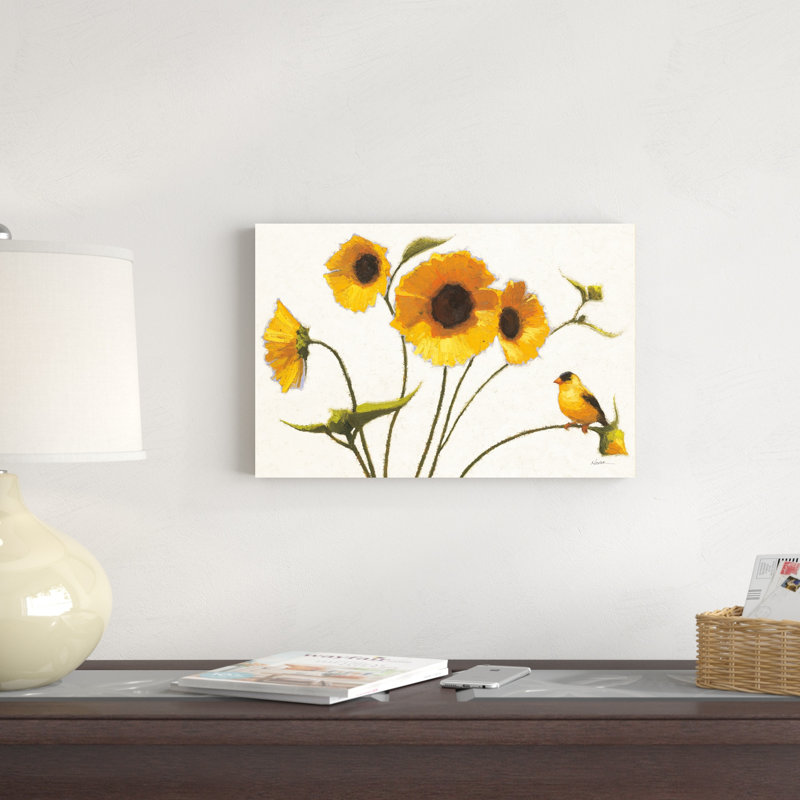 Fleurs ensoleillées sur fond blanc, H 12 po x l 18 po