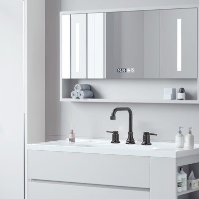 8 po Robinet de salle de bain à poignée double avec ensemble de bonde inclus et conduite d'alimentation en bronze huilé