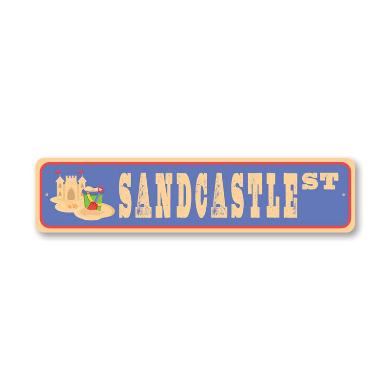 Plaque en aluminium Sandcastle Street, H 6 po x l 24 po x P 0,06 po