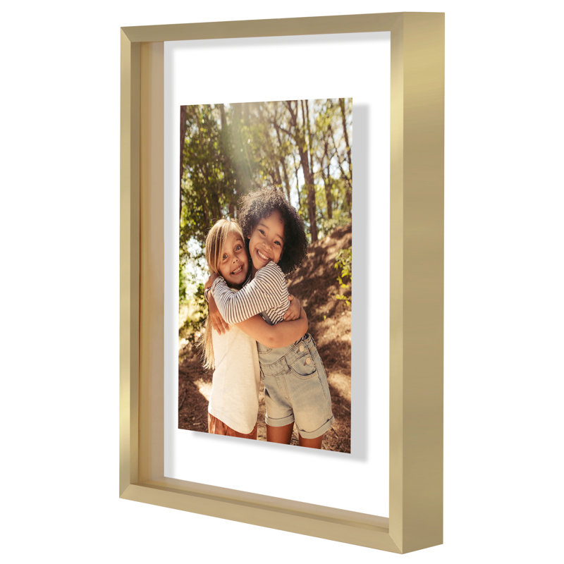Wakas Sleek Aluminum Floating Picture Frame, 8" x 10", Gold
