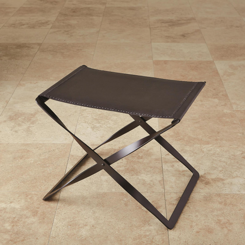 Tabouret pliant - Cuir brun
