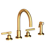 East Linear Double Handle Kitchen Faucet with Side Spray