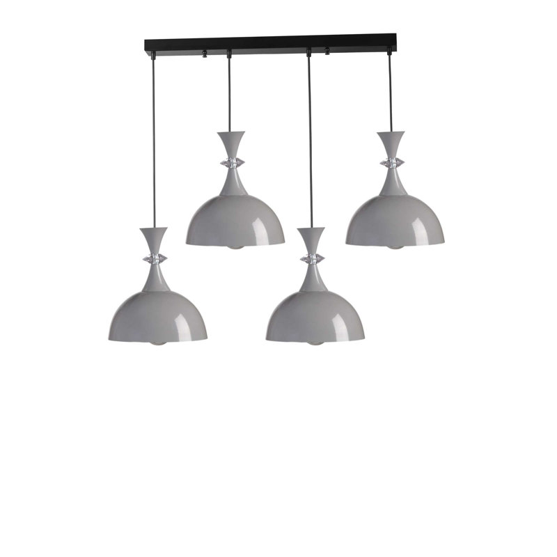 Lustre réglable moderne, structure en métal gris et noir, 23,6 po x 5,9 po x 1,2 po | Hauteur: 7,9 à 27,6 pouces | 4 x douilles E27 de 40 W maximum (ampoule non incluse) | Conception élégante pour la salle à manger et les espaces de vie, indice de protection IP20
