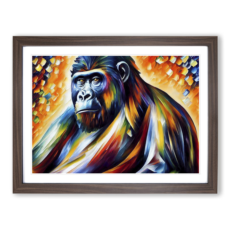 Gorilla Vol.2 Abstract - Single Picture Frame Print, 46cm H x 64cm W x 2cm D, Walnut Framed