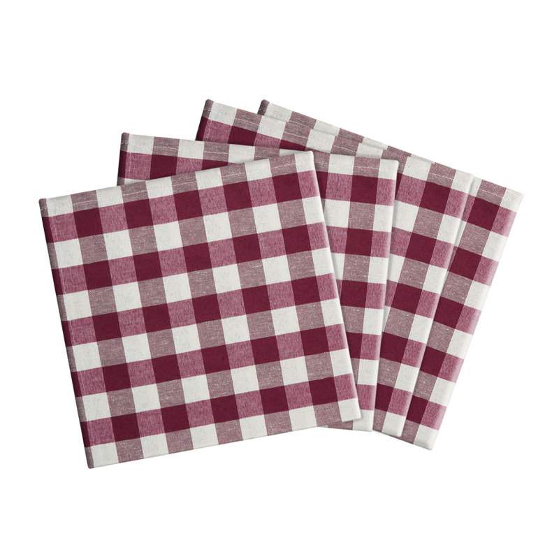 Serviette 17 po Gerede Elegance, Bourgogne/blanc