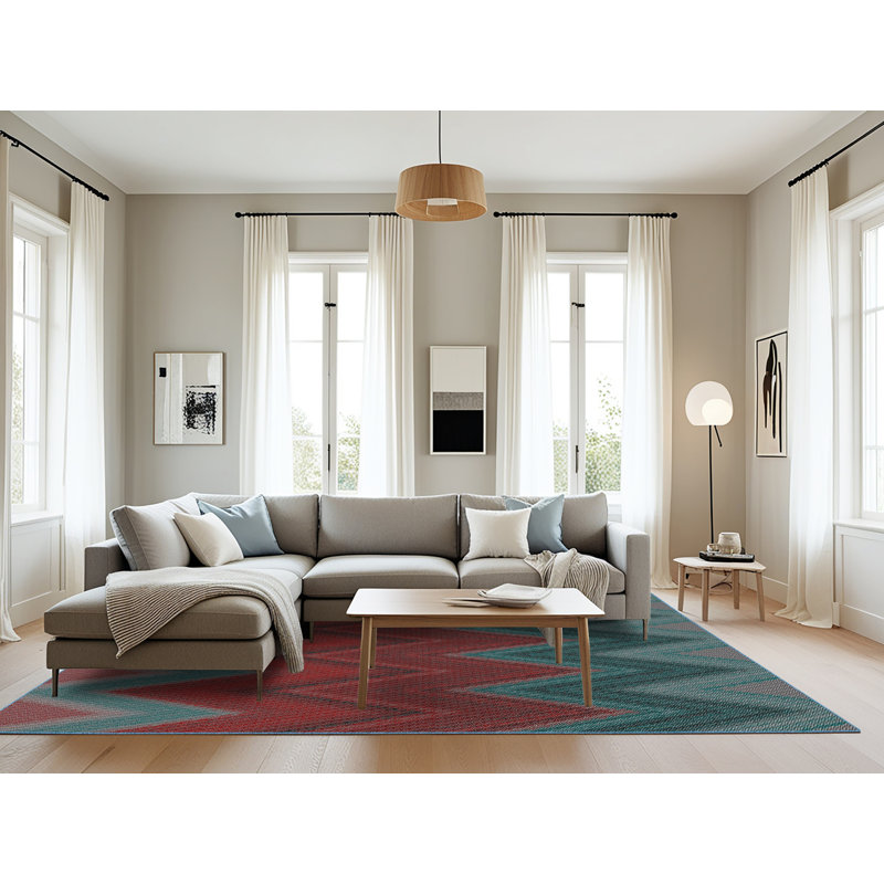 Tapis rouge à chevrons Donti, Rectangle 8 pi x 10 pi