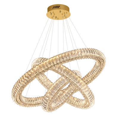 32inch Large Crystal Chandeliers Gold 3 Tier Large Crystal Chandeliers Adjustable Color Temperature High Ceiling Compatible for Dining Room Foyer High Ceiling