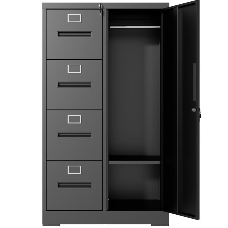 Metal Vertical Filing Cabinet with Lock – 4 Drawer & 1 Door Steel Storage Locker for Office, School, Bedroom, or Living Room