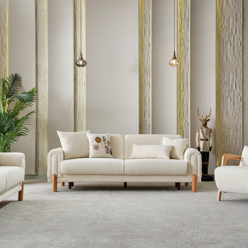 Xinde 3- Piece Living Room Set, Cream