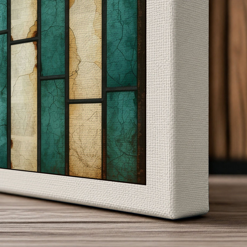 Weathered Stripes Industrial - Wrapped Canvas, 36x24 - 91.4 x 61.0 cm, Cream Border