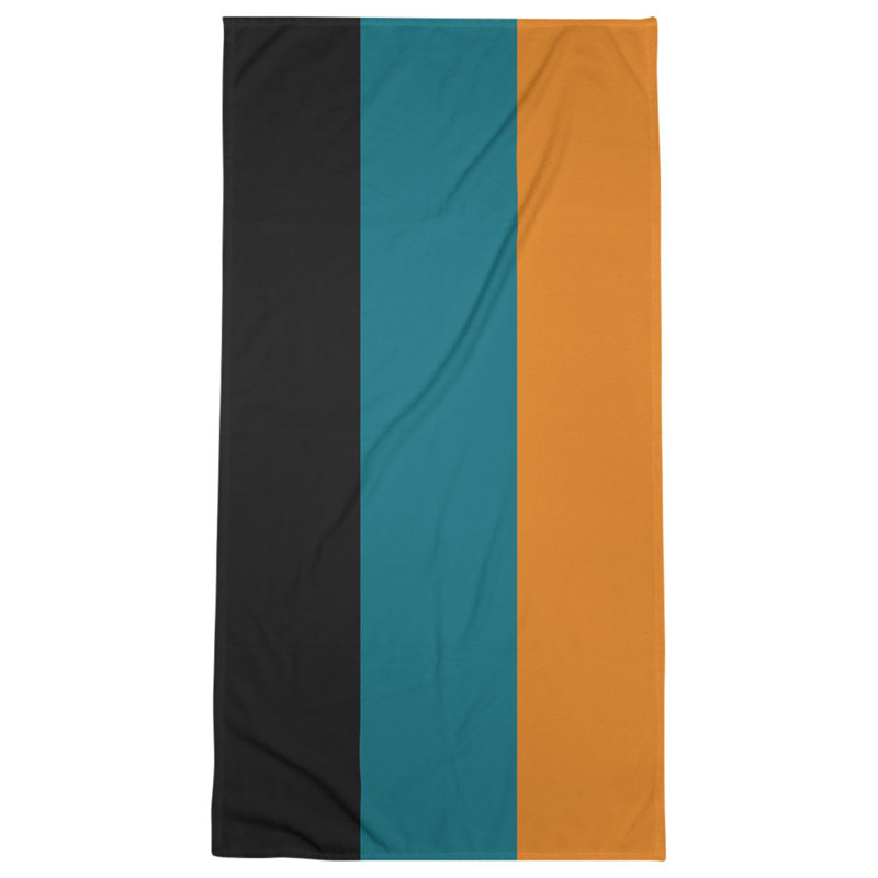 San Jose Lightweight Bath Towel, Black/Deep Pacific Teal/Burnt Orange, Poly/Cotton