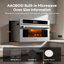 Four à micro-ondes à convection intégré de 30 po, 1,6 pi cu, 1000 W, friture à l'air, cuisson par capteur, 10 modes de cuisson, acier inoxydable, porte rabattable