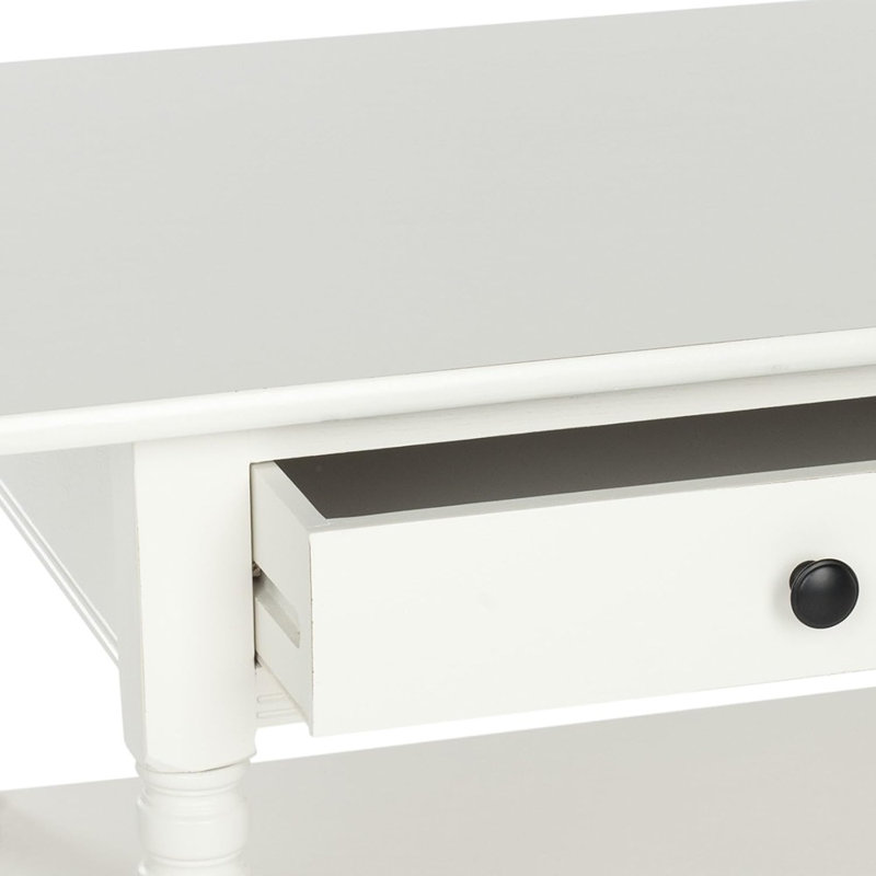 Table basse en bois massif avec rangement Tuoi, Patiné crème