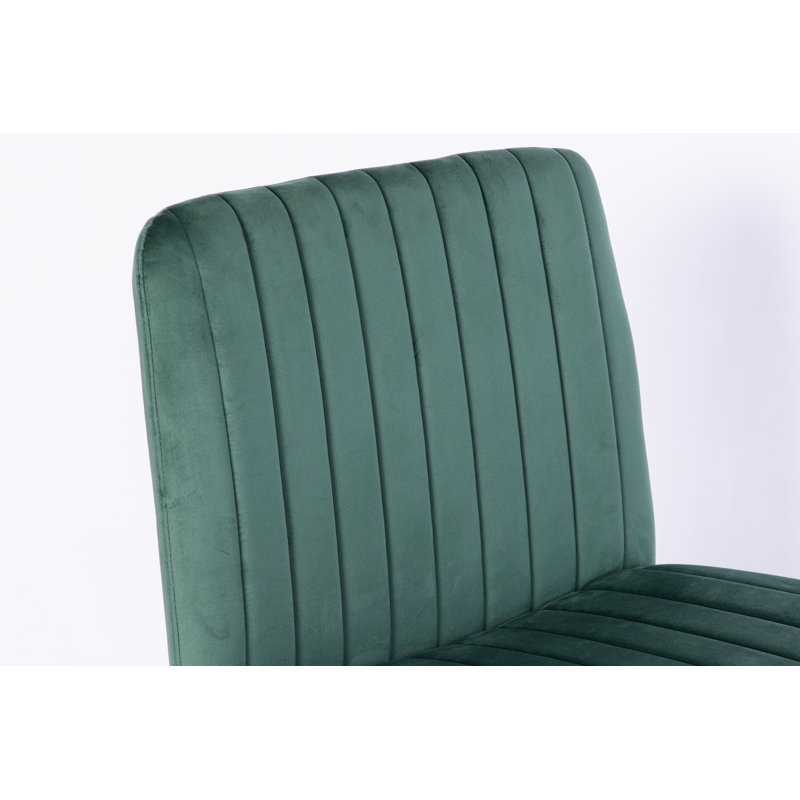 Chaise de bureau Green Velvet Criss Cross sans accoudoirs avec roulettes