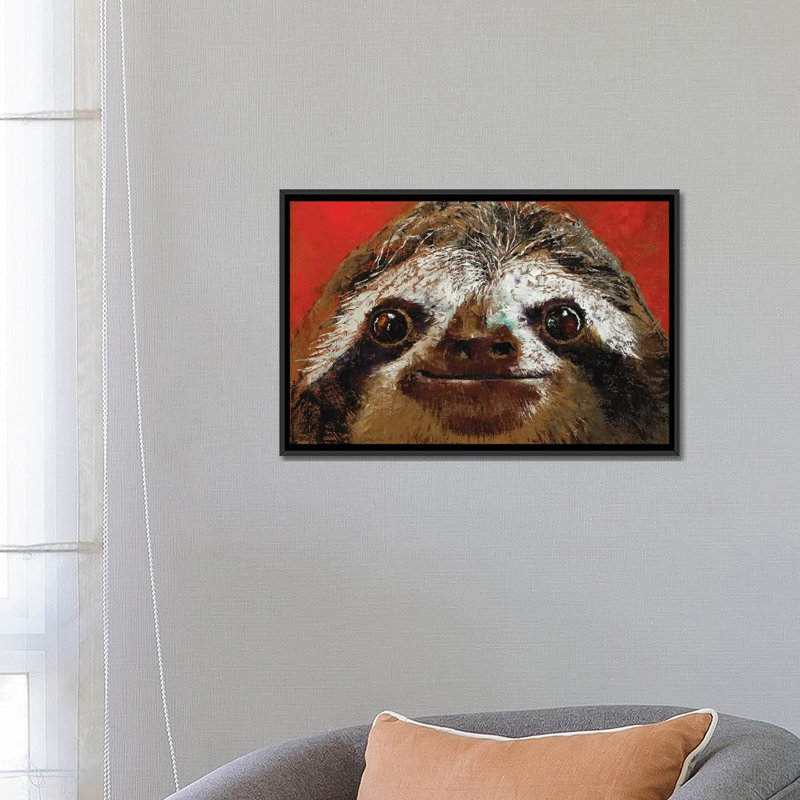 «Sloth», reproduction sur toile, H 18 po x l 26 po x P 1,5 po, Toile encadrée noire, Pas de tapis