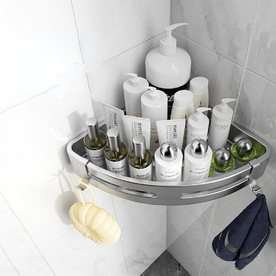 Grey Metal Shower Caddy with Soap Dish, 24.8