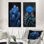 Cactus bleu clair et noir clair de lune - Dream Dream I - Botanique grand ensemble de 2 décorations murales