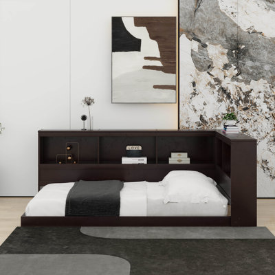 Wood Twin Size Daybed With USB Ports And Storage Cabinets