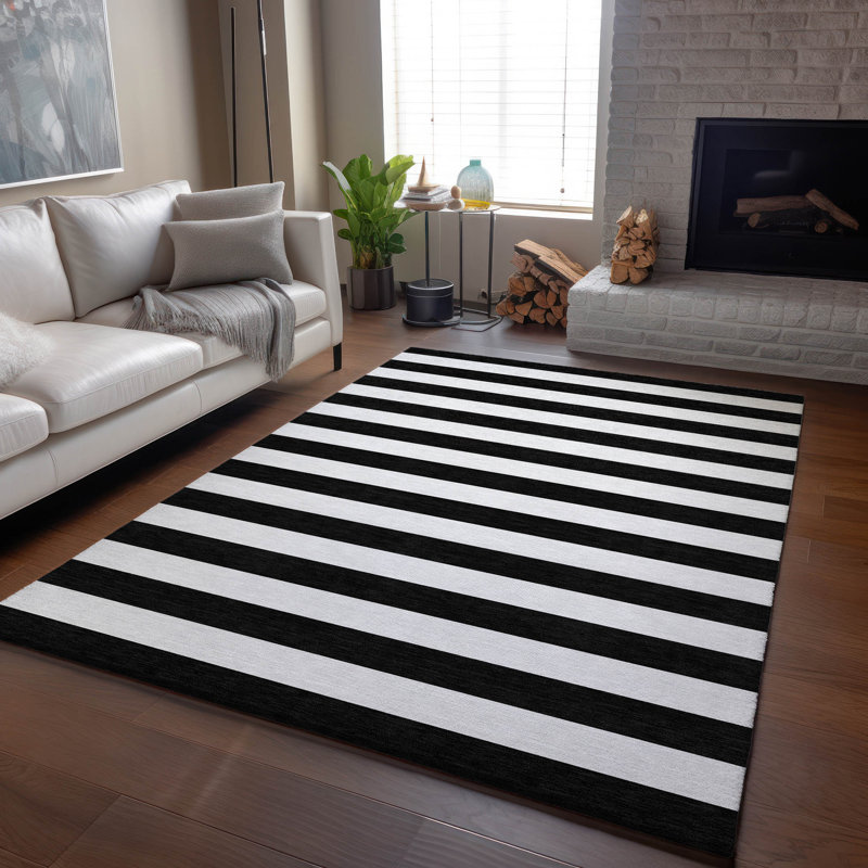 Tapis noir Cerrito AMF528 lavable à la machine de qualité supérieure Cerrito, Rectangle 9 pi x 12 pi