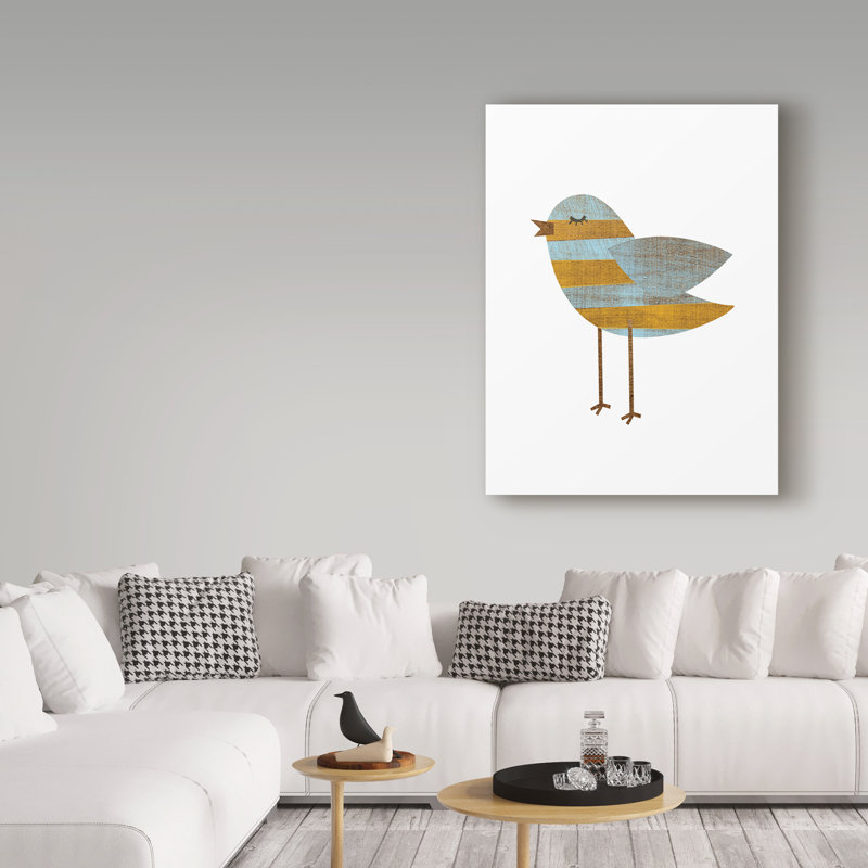 «Yellow Blue Stripe» par Kaior, impression sur toile tendue, H 19 po x l 14 po x P 2 po