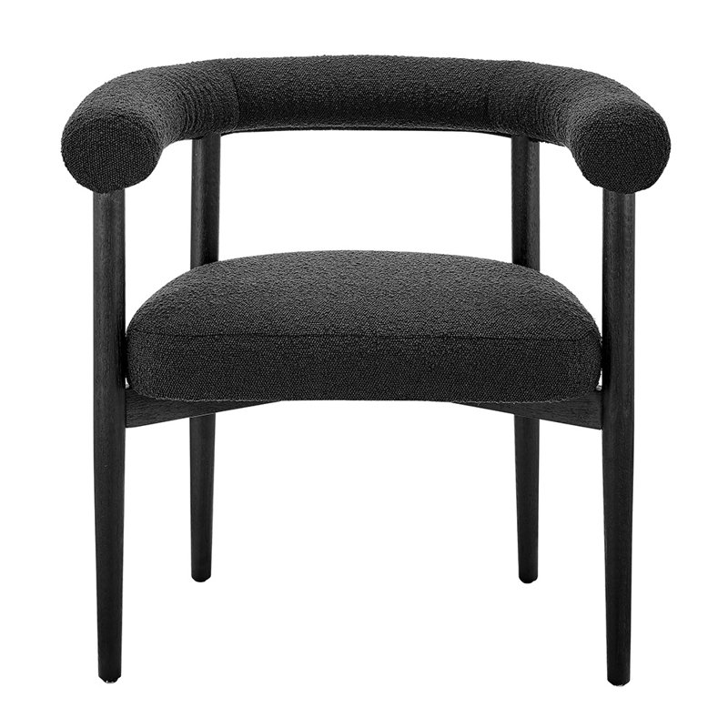 Benigna 19.5'' H Upholstered Dining Armchair, Boucle Black, Black