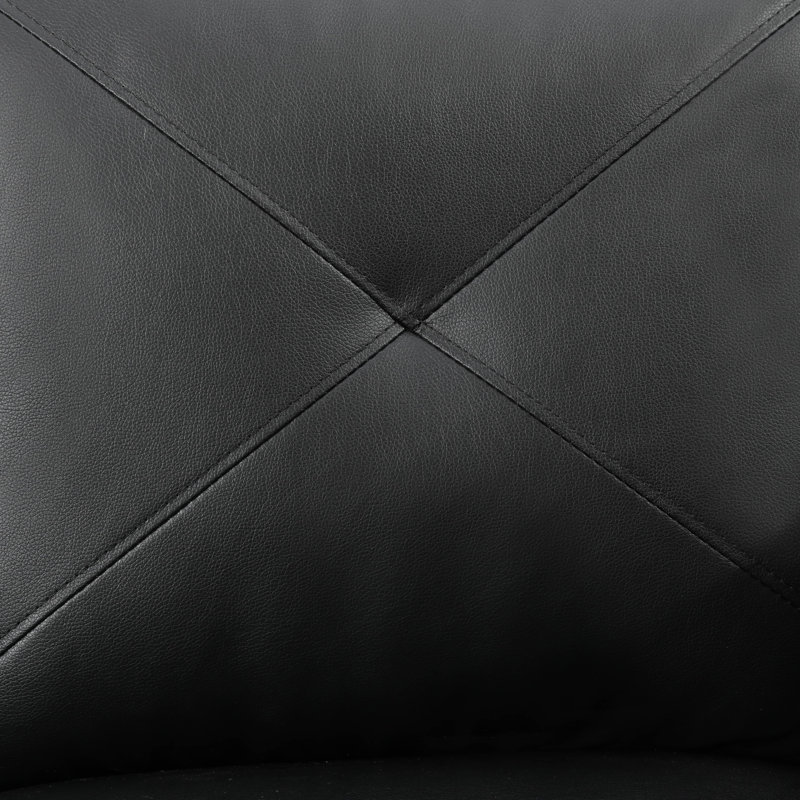 Monaco Vegan Leather 2-Piece Sectional Sofa Set With Chaise, Right Hand Facing, Black