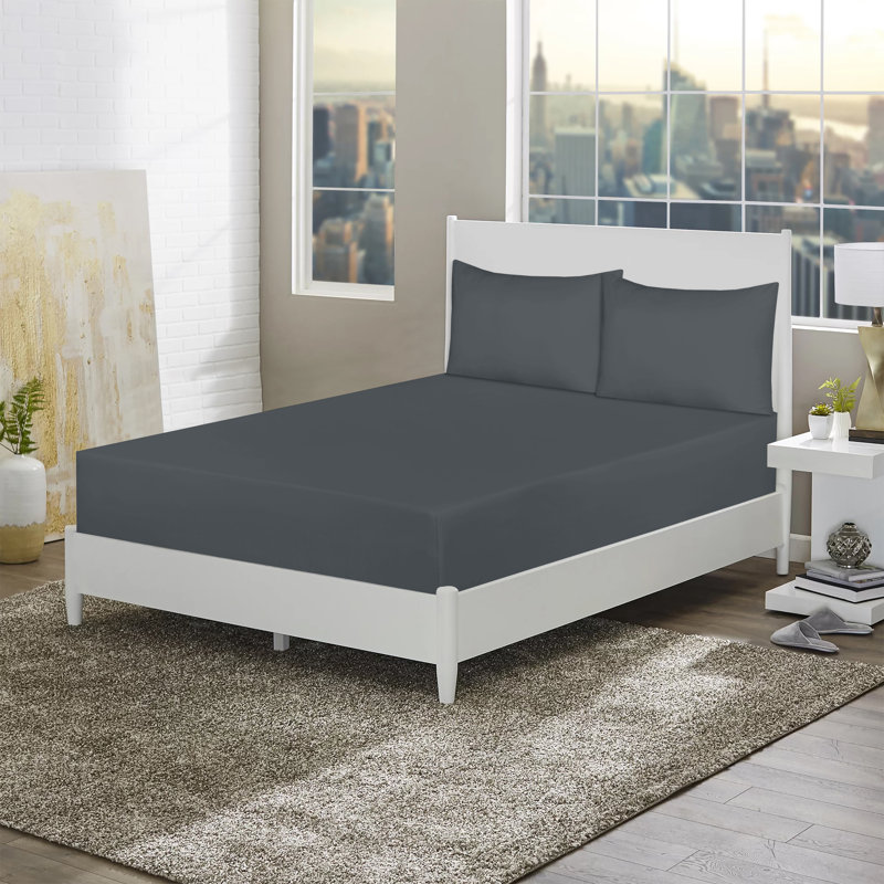 Eemeli Microfiber 30cm Deep Fitted Sheet, Dark Grey, Kingsize (5')