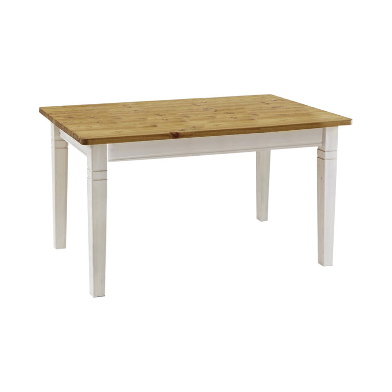 Kelly Pine Solid Wood Dining Table, H78 x L90 x W120cm, White/Grey