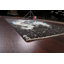 Tapis unique en or, noir et bleu noué à la main nouvel âge 4 pi 6 po x 7 pi 3 po