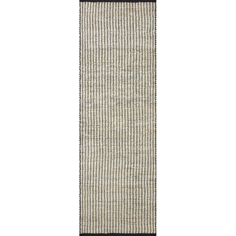 Handmade Black and Ivory Cotton Stripe Runner Rug