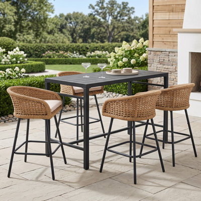 Carvin 4 - Person Rectangular Outdoor Dining Set With Cushions