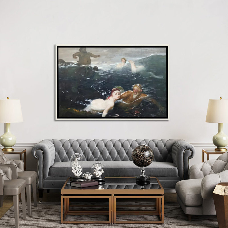 Dans le jeu des vagues - ABQ17, H 40 po x l 60 po, Impression sur toile flottante sans passe-partout, Distressed White