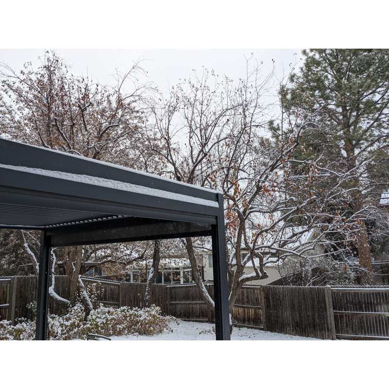 Dark Gray Motorized Aluminum Pergola with LED Lighting