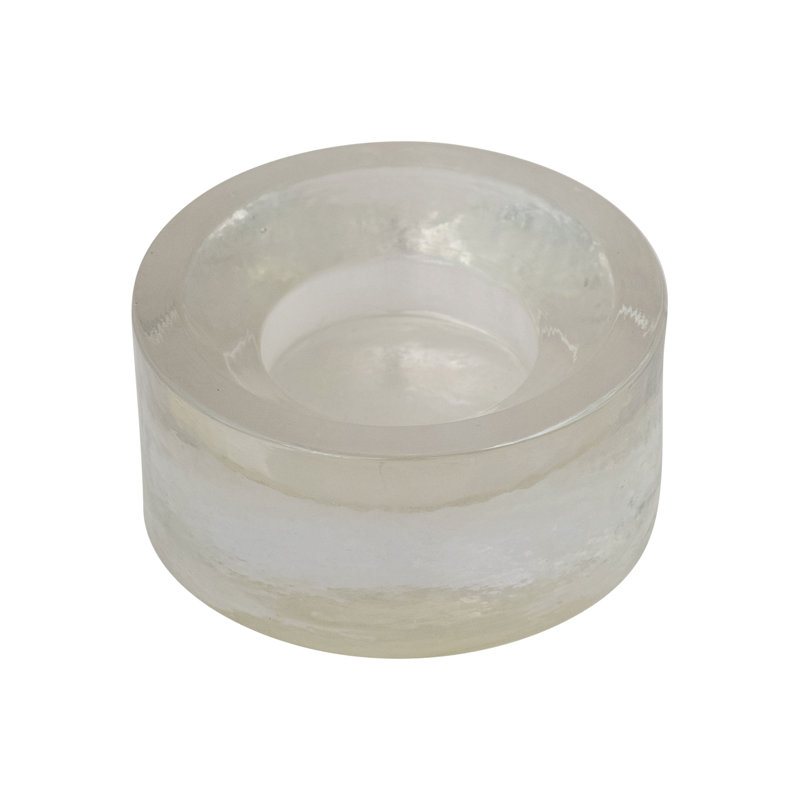 Bougeoir rond en verre pressé