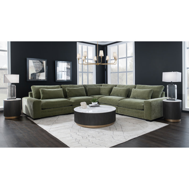 Canapé modulaire 5 pièces Celine, Mélange de polyester vert