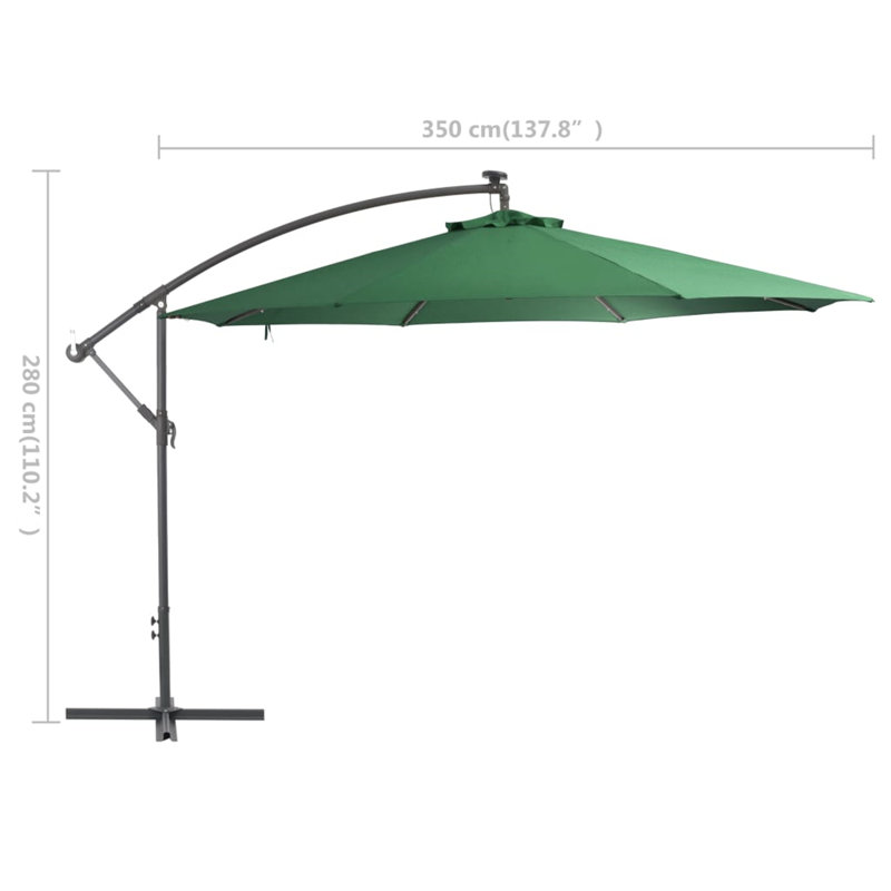 Casen 350cm Lighted Cantilever Parasol, Green