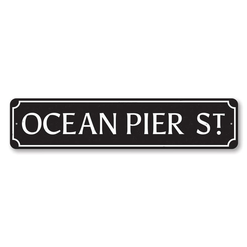 Plaque en aluminium Ocean Pier Street, H 6 po x l 24 po x P 0,063 po
